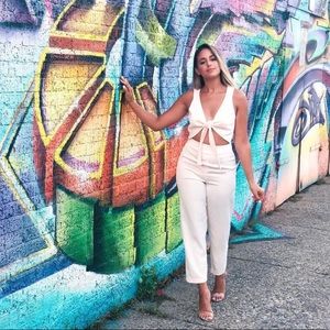 House of CB Goya cream knotted front jumpsuit S